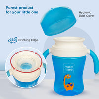 Mee Mee 360° Spout Trainer Sipper 240 ml | Dual Handle, Anti-Leak & Spillproof Sippy Cup | BPA-Free | Dust Cover | Lightweight & Easy Grip Handles