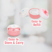 Mee Mee Soft Feel Baby Powder Puff - BPA Free | Box Holder Container for New Born and Kids | Pink Color (Single Pack) | Talc-Free Ingredients | Gentle Skin Application