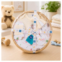 Mee Mee New Born Basket Baby Gift Set | Soft Cotton Clothing Essentials for Infants/Baby Girls, Boys | Baby Shower Clothing Hamper | 8 Pieces