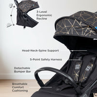 Mee Mee Auto Glide Baby Stroller with One-Button Auto Fold, Anti-Tip C-Arc Frame & Shock Absorption | Compact Travel Pram with 5-Point Harness, Recline Seat, UV Canopy, Storage Basket (0–3 Years)