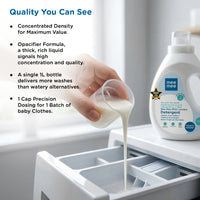Mee Mee Baby Liquid Detergent 1 L | pH Balanced, Free from Harsh Chemicals, Safe for Mother’s Hands & Baby’s Skin | Anti-Bacterial, Removes Stains & Odor with One Drop, Hypoallergenic