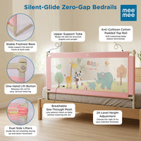 Mee Mee Bed Rail Guard 6 ft (180 × 72 cm) | Adjustable Safety Rail for Babies & Toddlers | Portable Single-Side Guard with Elephant Print (1, Blue)