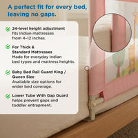 Mee Mee Bed Rail Guard 6 ft (180 × 72 cm) | Adjustable Safety Rail for Babies & Toddlers | Portable Single-Side Guard with Elephant Print (1, Blue)