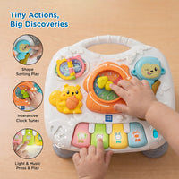 Mee Mee Busy World Activity Table for Babies & Toddlers, Musical Learning Toy with Lights, Piano Keys, Shape Sorter, Animal Sounds, Detachable Play Board, 2-in-1 Table & Floor Play Blue