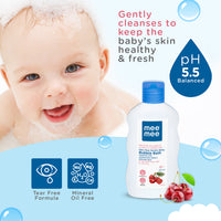 Mee Mee Baby Body Wash 200ml with Cherry & Fruit Extracts | Tear-Free, Mild & Moisturizing | Paraben-Free, Dermatologically Tested, pH Balanced | Gentle Head-to-Toe Bubble Bath for All Skin Types