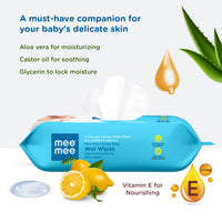 Mee Mee Wet Wipes for Baby Skin with lemon & Aloe Vera | 72 Wipes x Pack of 3-216 Wipes | Paraben Free, Fragrance Free, pH Balanced, Dermatologically Safe, Baby Wipes Combo
