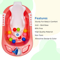 Mee Mee Baby Bath Tub| Safe & Space-Saving Bathtub for Babies 0-2 Years | Anti-Slip Plastic Bath Chair with Floating Balls & Mug | Stable Non-Suction Base with Drain Plug for Easy Cleaning