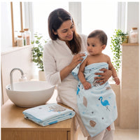 Mee Mee Baby Bath Towel – Microfiber, Ultra Soft & Quick Absorbent | Newborn, Infant & Toddler Towel | Gentle Baby Wash Cloth | 70 x 110 cm | Blue | Pack of 1