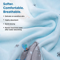 Mee Mee Baby Bath Towel – Microfiber, Ultra Soft & Quick Absorbent | Newborn, Infant & Toddler Towel | Gentle Baby Wash Cloth | 70 x 110 cm | Blue | Pack of 1