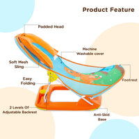 Mee Mee Foldable Baby Bather Bath Chair for 0-12 Months | Anti Skid, Anti Fall Design | 2 Level Adjustable Backrest | Foldable, Easy-to-Clean Soft Mesh Seat | for Babies Upto 5 Kg (Blue)