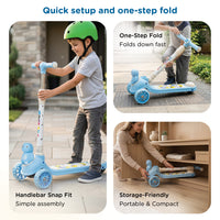 Mee Mee Spark Rider Kids Kick Scooter with Seat | Foldable Toddler Scooter with PU Flash Wheels, Music & Lights, Adjustable Handle, Rear Foot Brake | 2+ Years, Up to 30 kg