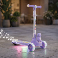 Mee Mee Spark Rider Kids Kick Scooter with Seat | Foldable Toddler Scooter with PU Flash Wheels, Music & Lights, Adjustable Handle, Rear Foot Brake | 2+ Years, Up to 30 kg