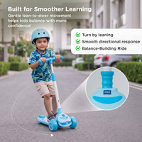 Mee Mee Spark Zoom Kids Kick Scooter with Seat | Foldable Toddler Scooter with PU Flash Wheels, Built-in Music & Lights, Adjustable Height Handle, Rear Foot Brake | Kids Scooter (2+ Years, Up to 30kg)