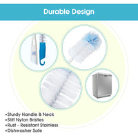 Mee Mee 360° Movable Silicone Feeding Brush with Ergonomic Handle, BPA-Free Flexible bristles for Narrow & Wide Bottles and Nipples, deep Corner Cleaning, Easy Hanging Storage (Dark Blue)
