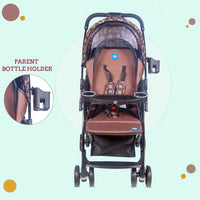 Mee Mee Baby Pram Baby Stroller Easy to Push,Locking Wheels,One Hand Folding,for 0 to 3 Years Baby3 Recline Position Stroller (Brown)
