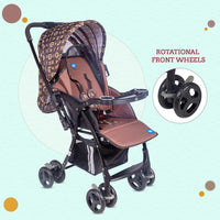 Mee Mee Baby Pram Baby Stroller Easy to Push,Locking Wheels,One Hand Folding,for 0 to 3 Years Baby3 Recline Position Stroller (Brown)