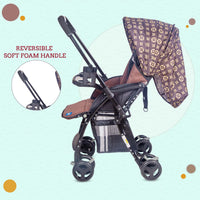 Mee Mee Baby Pram Baby Stroller Easy to Push,Locking Wheels,One Hand Folding,for 0 to 3 Years Baby3 Recline Position Stroller (Brown)