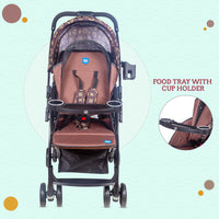 Mee Mee Baby Pram Baby Stroller Easy to Push,Locking Wheels,One Hand Folding,for 0 to 3 Years Baby3 Recline Position Stroller (Brown)