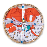 Mee Mee New Born Basket Baby Gift Set | Soft Cotton Clothing Essentials for Infants/Baby Girls, Boys | Baby Shower Clothing Hamper | 8 Pieces