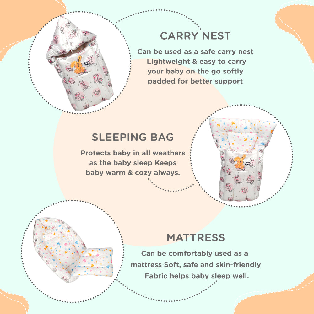 Mee Mee Baby Warm Sleeping Bag Sack | Padded Travel Carry Nest for Baby (Animal Theme)