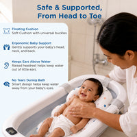 Mee Mee Foldable Baby Bath Tub with Digital Temperature Display & Floating Cushion | BPA-Free Infant Bathtub with Anti-Skid Base & Drain Plug | Portable Kids Bath Tub for Newborns & Toddlers (0–5 Years, Up to 20 kg) Grey