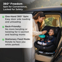 Mee Mee Orbit 360° Rotatable Convertible ISOFIX Car Seat for 0–12 Years (0–36 kg) | Rear & Forward Facing | ECE R44/04 Certified | 5-Point Safety Harness | Adjustable Recline & Headrest | Model Name: Orbit | Black