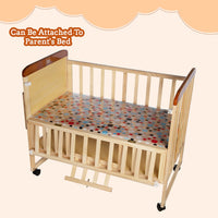 Mee Mee Rocking Wooden Baby Cot with Mosquito Net | Adjustable Height Baby Crib Bed