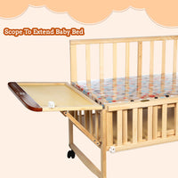 Mee Mee Rocking Wooden Baby Cot with Mosquito Net | Adjustable Height Baby Crib Bed