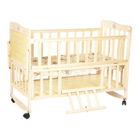 Mee Mee Rocking Wooden Baby Cot with Mosquito Net | Adjustable Height Baby Crib Bed