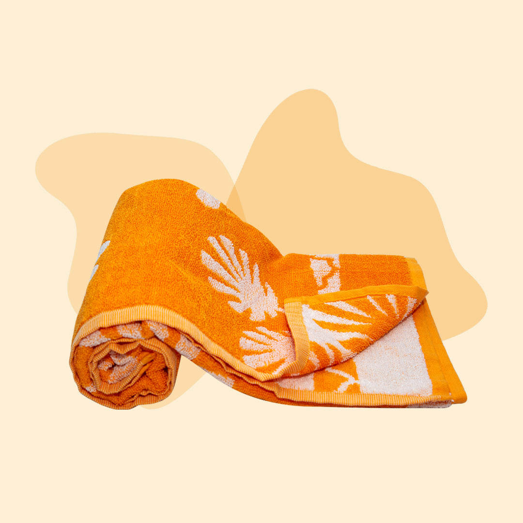 Orange Towels Orange And White Cotton Bath Towel- Set Of Two