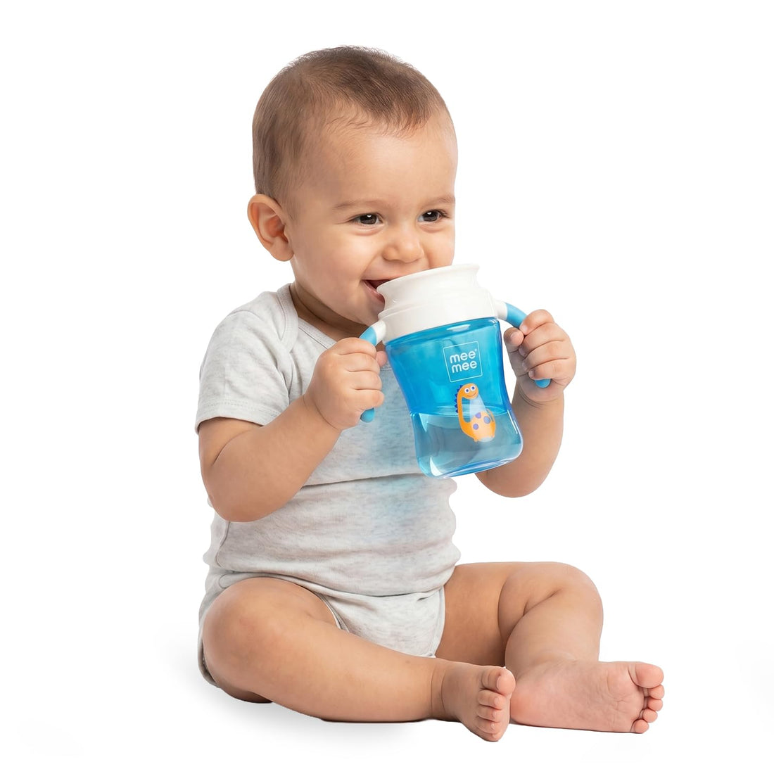 Mee Mee 360° Spout Trainer Sipper 240 ml | Dual Handle, Anti-Leak & Spillproof Sippy Cup | BPA-Free | Dust Cover | Lightweight & Easy Grip Handles