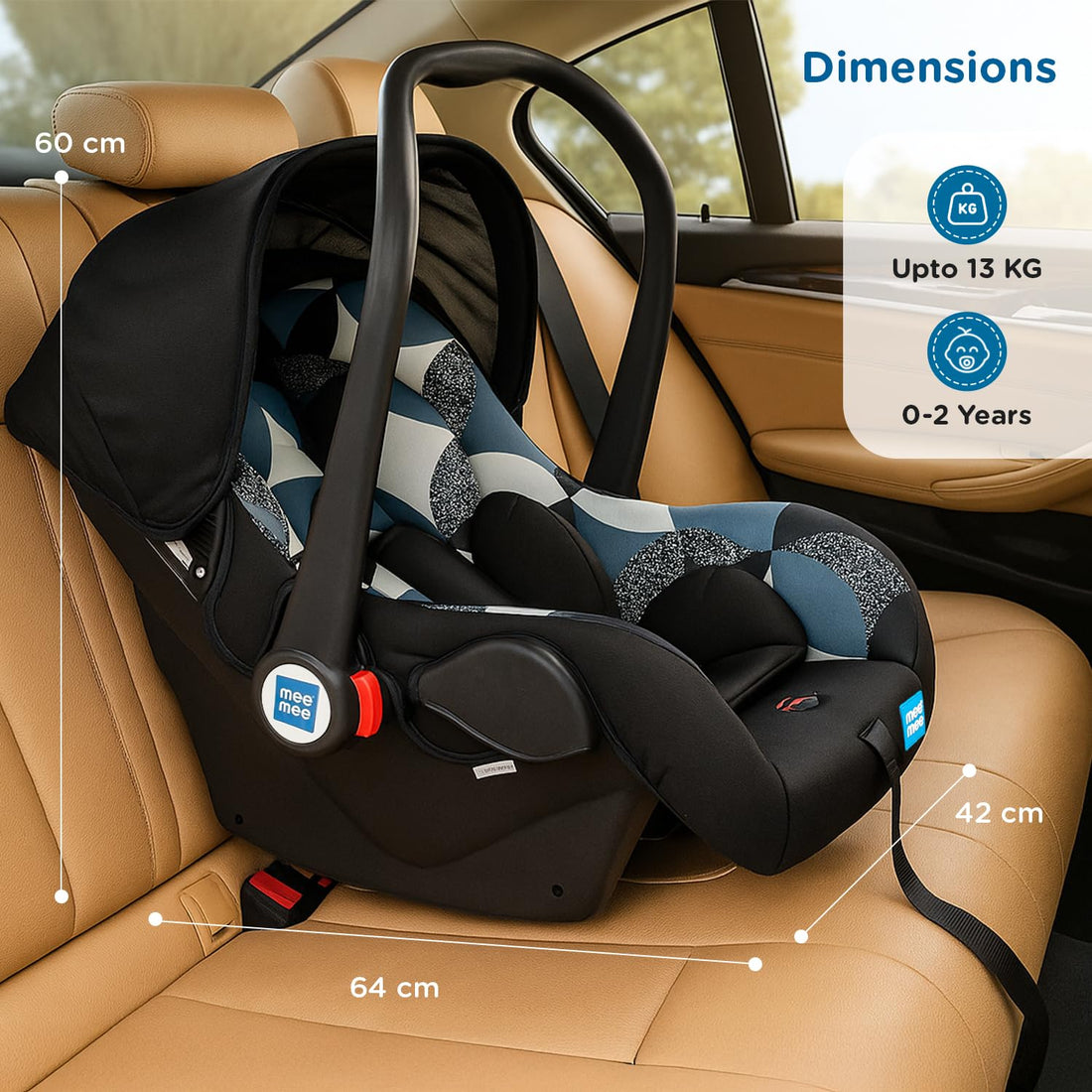 Mee Mee Little Explorer 4-in-1 Baby Car Seat & Carry Cot | Model Name: Little Explorer | Convertible Car Seat, Rocking Chair & Feeding Seat | 0–15 Months (Up to 13 kg)