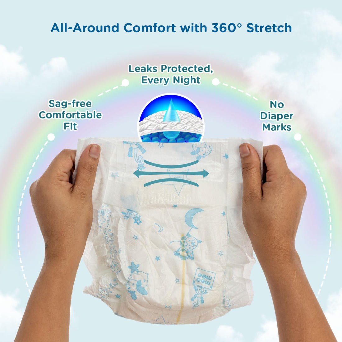 Mee Mee Premium Breathable Baby Tape Diapers (NB, 16 pcs) | Skin-Friendly Super Absorbent Cotton-Soft Diapers with Wetness Indicator | Newborn 0–2 Years