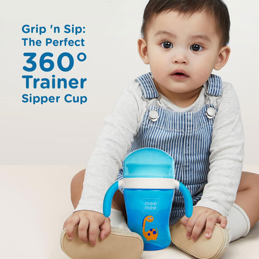 Mee Mee 360° Spout Trainer Sipper 240 ml | Dual Handle, Anti-Leak & Spillproof Sippy Cup | BPA-Free | Dust Cover | Lightweight & Easy Grip Handles