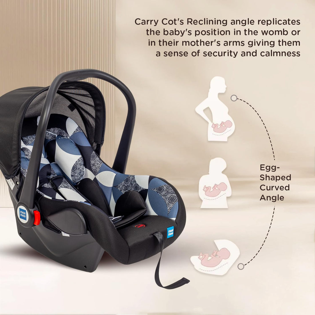 Mee Mee Little Explorer 4-in-1 Baby Car Seat & Carry Cot | Model Name: Little Explorer | Convertible Car Seat, Rocking Chair & Feeding Seat | 0–15 Months (Up to 13 kg)