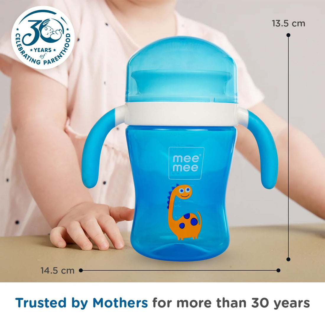 Mee Mee 360° Spout Trainer Sipper 240 ml | Dual Handle, Anti-Leak & Spillproof Sippy Cup | BPA-Free | Dust Cover | Lightweight & Easy Grip Handles
