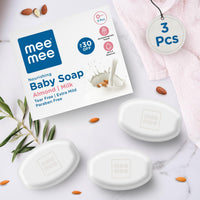 Mee Mee Baby Soap 75 g (Pack of 3) | Bathing Bar Infused with Chamomile, Olive, Almond Oil & Milk Extracts | Dermatologist Tested for Soft Skin | Tear-Free, Paraben-Free Formula