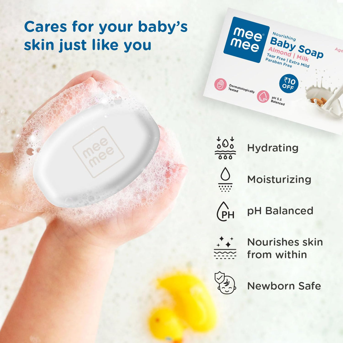 Mee Mee Baby Soap 75 g (Pack of 3) | Bathing Bar Infused with Chamomile, Olive, Almond Oil & Milk Extracts | Dermatologist Tested for Soft Skin | Tear-Free, Paraben-Free Formula