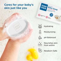 Mee Mee Baby Soap 75 g (Pack of 3) | Bathing Bar Infused with Chamomile, Olive, Almond Oil & Milk Extracts | Dermatologist Tested for Soft Skin | Tear-Free, Paraben-Free Formula