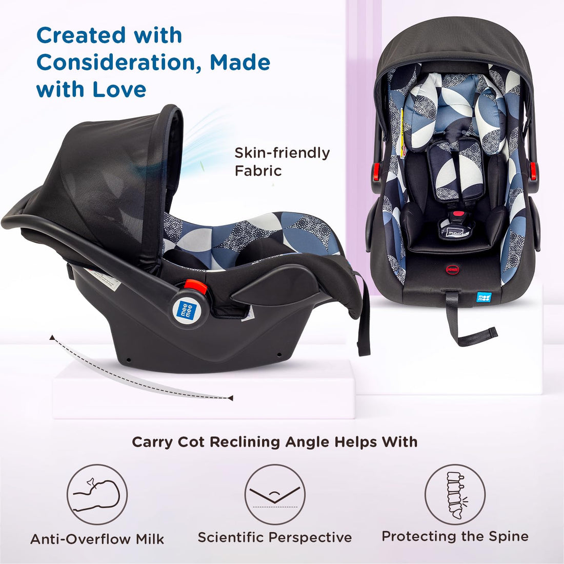 Mee Mee Little Explorer 4-in-1 Baby Car Seat & Carry Cot | Model Name: Little Explorer | Convertible Car Seat, Rocking Chair & Feeding Seat | 0–15 Months (Up to 13 kg)