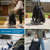Mee Mee Auto Glide Baby Stroller with One-Button Auto Fold, Anti-Tip C-Arc Frame & Shock Absorption | Compact Travel Pram with 5-Point Harness, Recline Seat, UV Canopy, Storage Basket (0–3 Years)