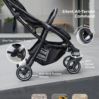 Mee Mee Auto Glide Baby Stroller with One-Button Auto Fold, Anti-Tip C-Arc Frame & Shock Absorption | Compact Travel Pram with 5-Point Harness, Recline Seat, UV Canopy, Storage Basket (0–3 Years)