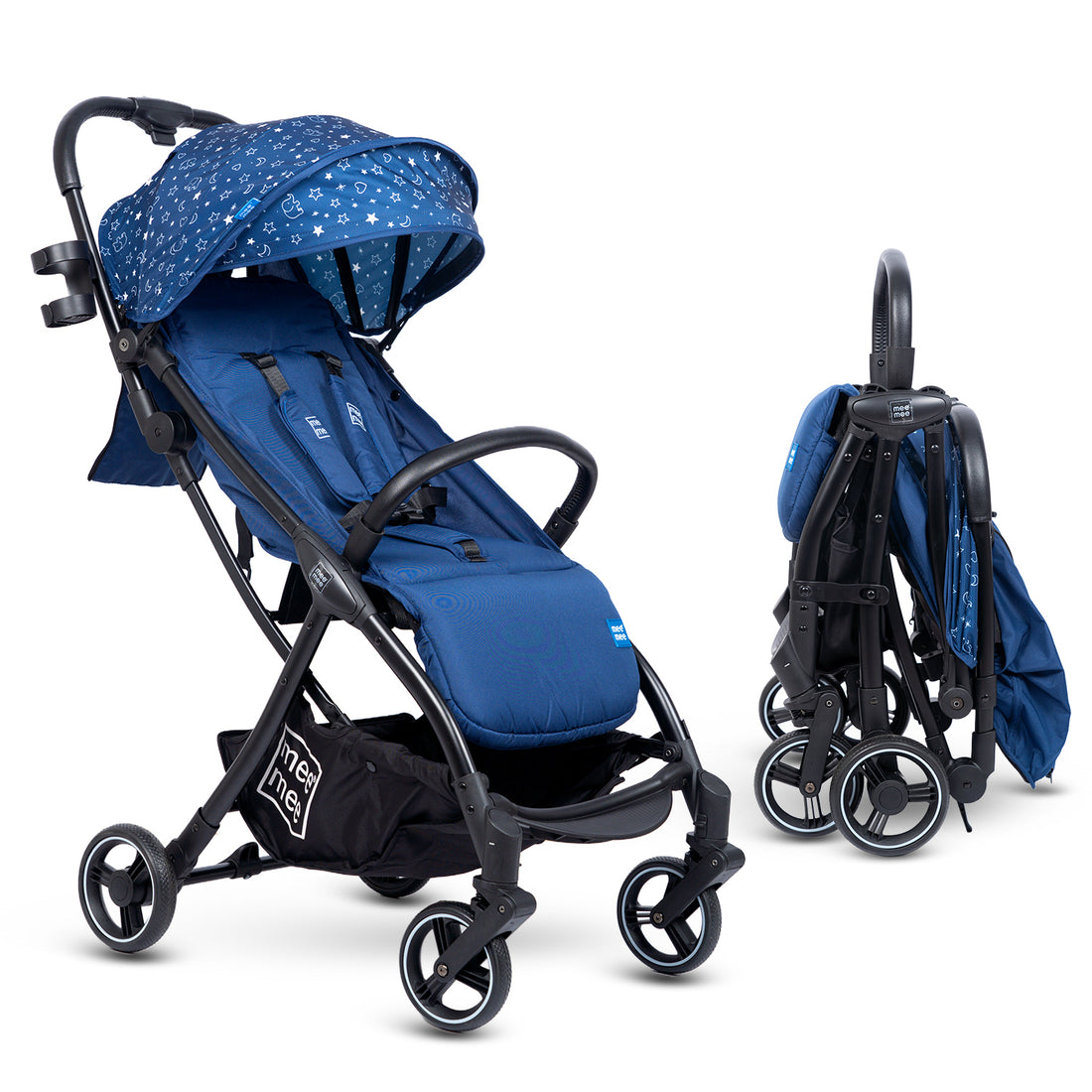 Mee Mee Auto Glide Baby Stroller with One-Button Auto Fold, Anti-Tip C-Arc Frame & Shock Absorption | Compact Travel Pram with 5-Point Harness, Recline Seat, UV Canopy, Storage Basket (0–3 Years)
