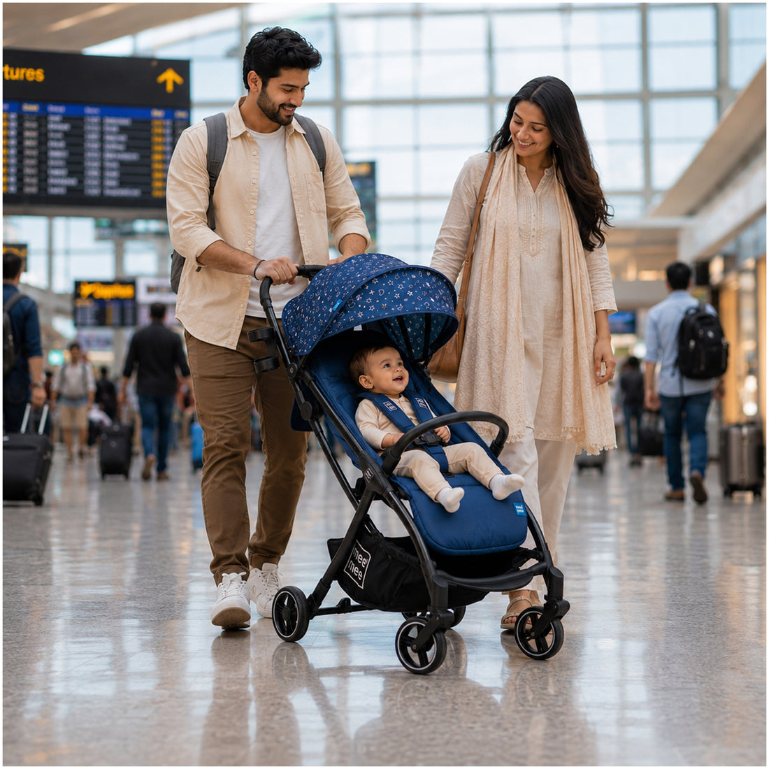 Mee Mee Auto Glide Baby Stroller with One-Button Auto Fold, Anti-Tip C-Arc Frame & Shock Absorption | Compact Travel Pram with 5-Point Harness, Recline Seat, UV Canopy, Storage Basket (0–3 Years)