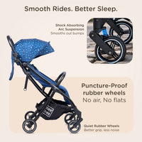 Mee Mee Auto Glide Baby Stroller with One-Button Auto Fold, Anti-Tip C-Arc Frame & Shock Absorption | Compact Travel Pram with 5-Point Harness, Recline Seat, UV Canopy, Storage Basket (0–3 Years)