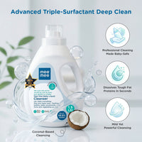 Mee Mee Liquid Cleanser 1.5 L | Anti-Bacterial Formula Kills 99.9% Germs | For Bottles, Nipples, Accessories, Toys, Fruits & Vegetables | Alcohol-Free, One-Drop Cleaning, Dermatologically Tested