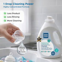 Mee Mee Liquid Cleanser 1.5 L | Anti-Bacterial Formula Kills 99.9% Germs | For Bottles, Nipples, Accessories, Toys, Fruits & Vegetables | Alcohol-Free, One-Drop Cleaning, Dermatologically Tested