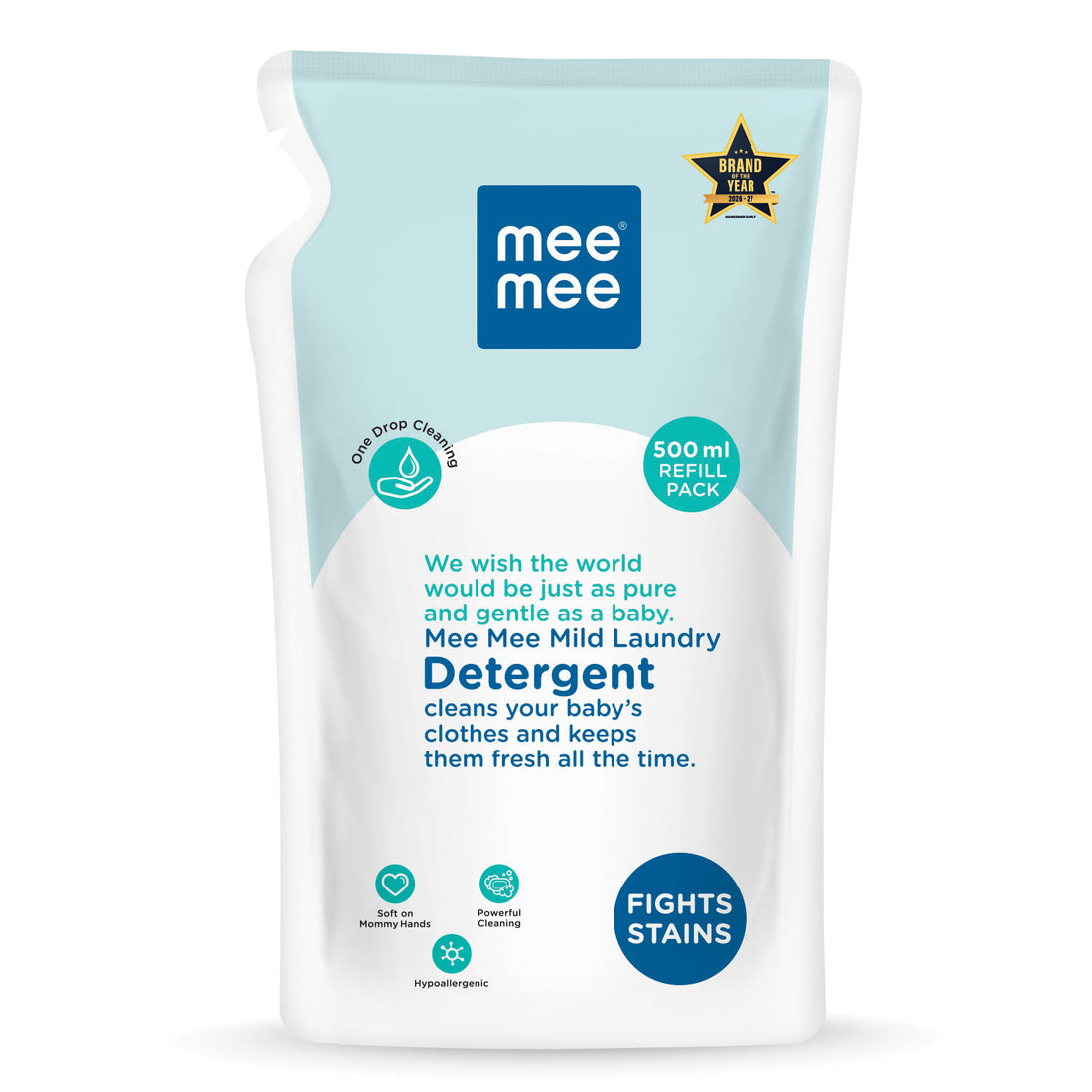 Mee Mee Baby Liquid Detergent 500 ml | Ph balanced, Free from Harsh Chemicals, Safe for mother's hands & baby's skin | Anti-Bacterial, Removes Stains & Odor with One Drop, Hypoallergenic