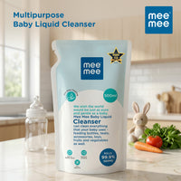 Mee Mee Liquid Cleanser 500 ml | Anti-Bacterial Formula Kills 99.9% Germs | For Bottles, Nipples, Accessories, Toys, Fruits & Vegetables | Alcohol-Free, One-Drop Cleaning, Dermatologically Tested