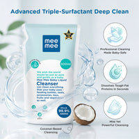 Mee Mee Liquid Cleanser 500 ml | Anti-Bacterial Formula Kills 99.9% Germs | For Bottles, Nipples, Accessories, Toys, Fruits & Vegetables | Alcohol-Free, One-Drop Cleaning, Dermatologically Tested